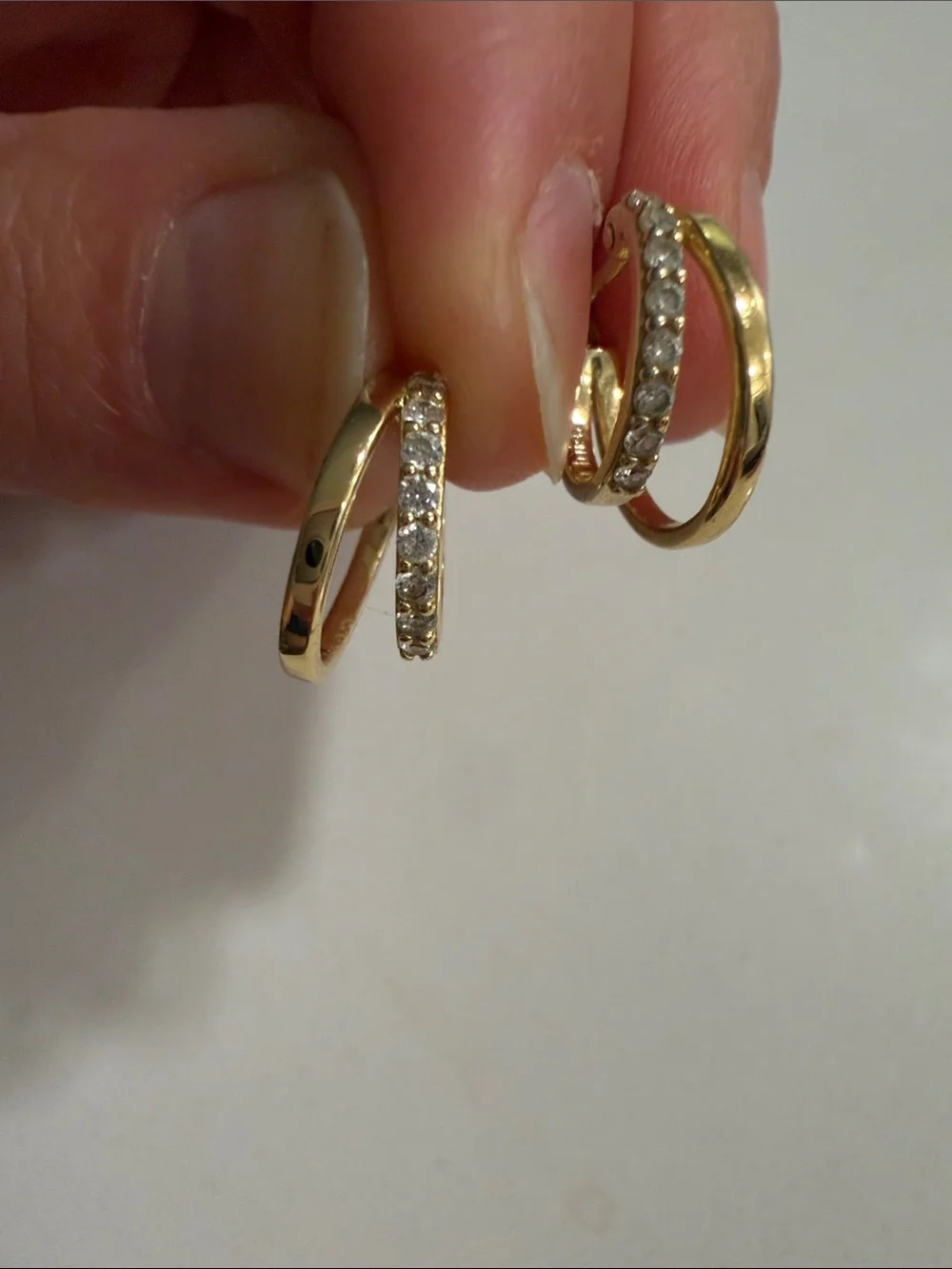 Gold Double-Row Hoop Earrings - Lightweight Women's Jewelry